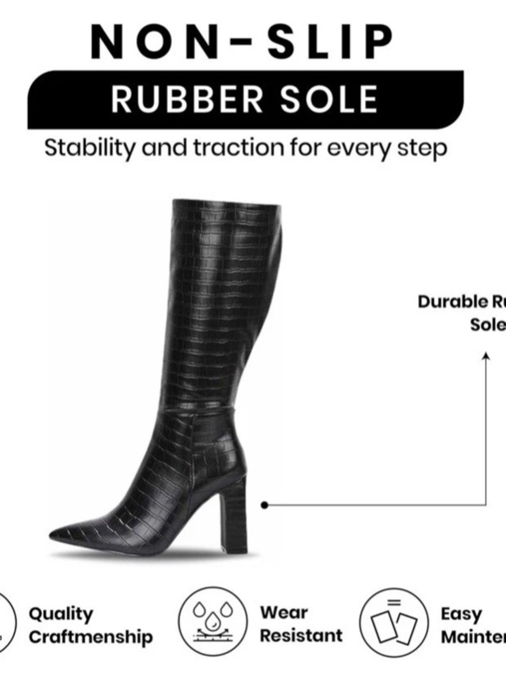 Cape Robbin Women's Mid-Calf Boots - Chunky Block Heel Boots Black Size 10 - Picture 5 of 11